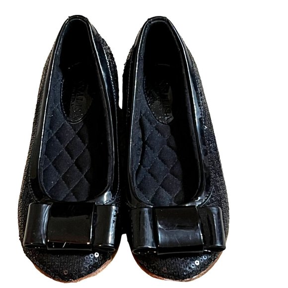 Monnalisa Italian Black Sparkly Flats Girls Sz 31 (13.5 US Equivalent)
